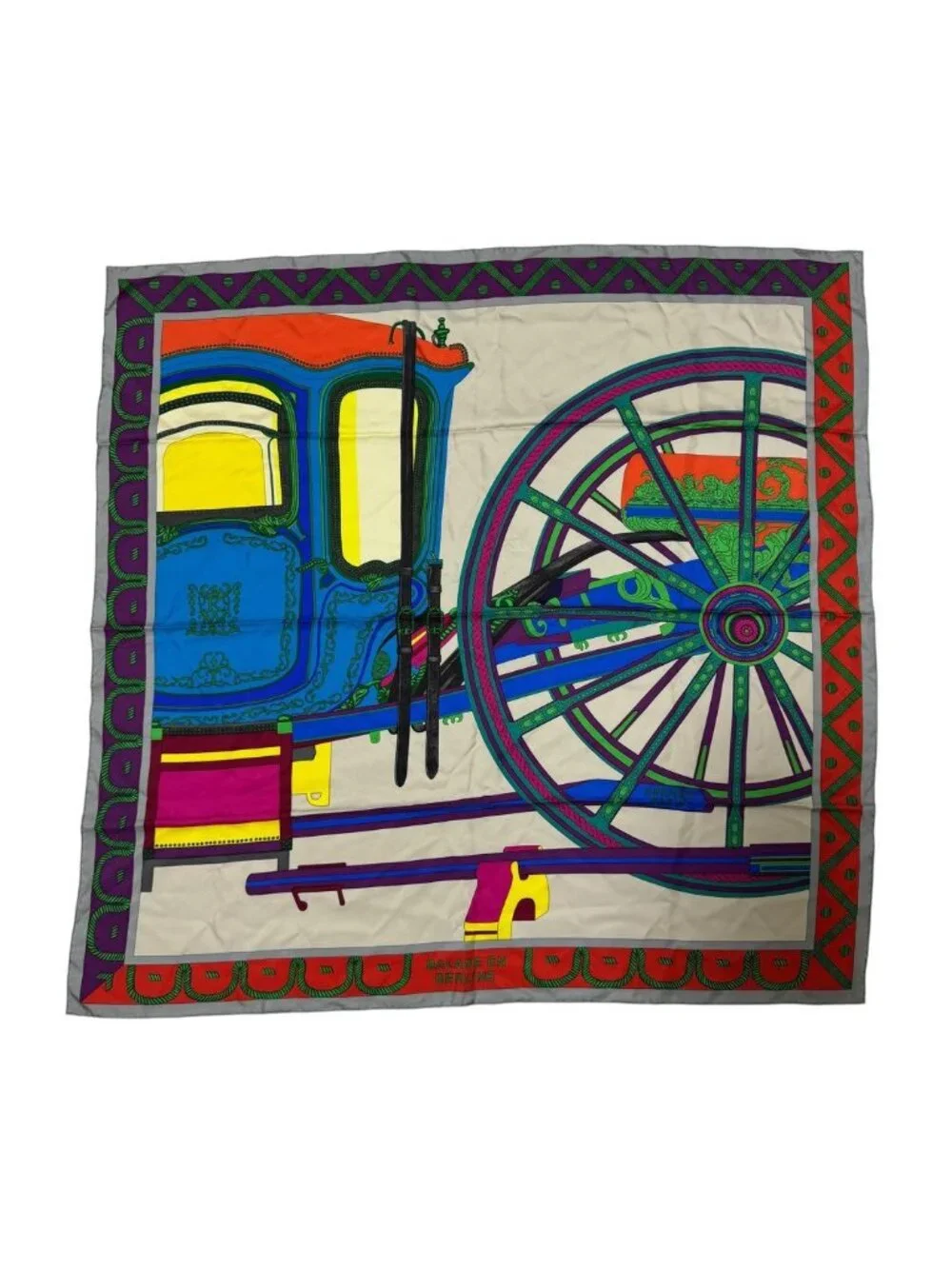 Hermes Carre 90 Balade en Berline Roulis on a Carriage Scarf